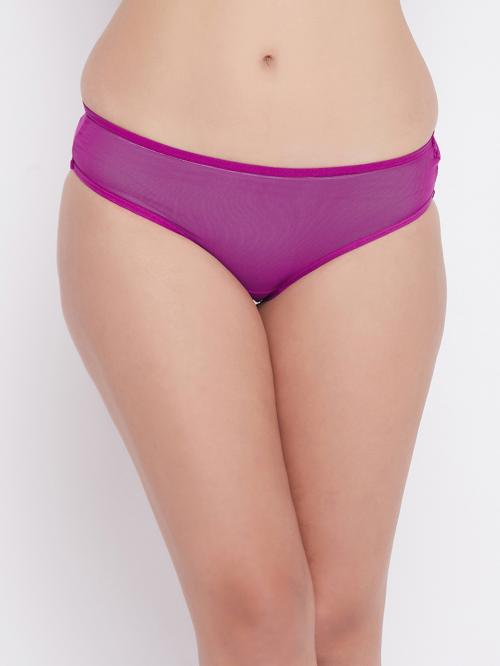 Clovia Purple Solid Polyamide Bikini Panties