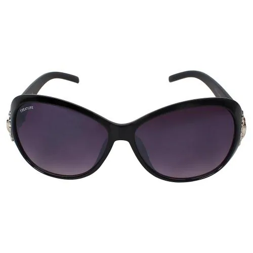 Creature Gaga Oversized Sunglasses For Girls(Lens-Purple||Frame-Black||GAGA-004)