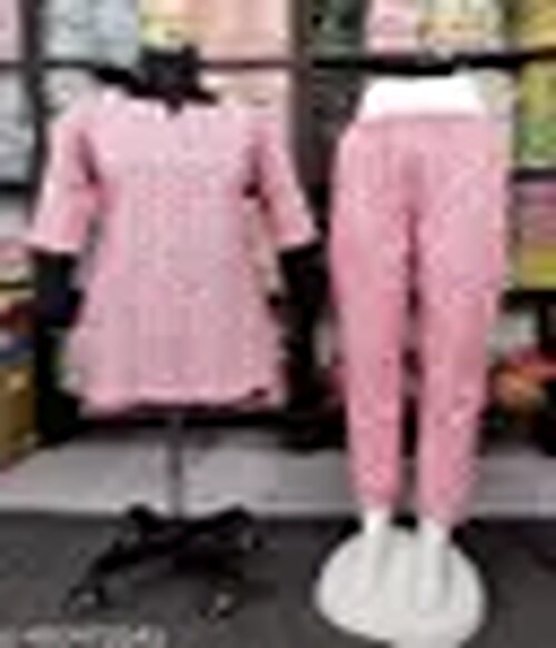 LOOF TRENDS Comfortable Soft Cotton Night Suit Stripe Patten for Summer wear-15-Size-XL-Colour-Pink