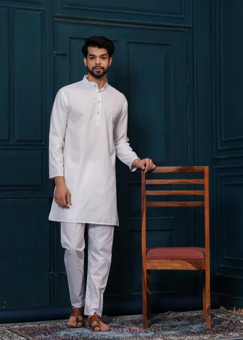 FABYHUB Men's Cotton Mix Kurta Pyjama Set