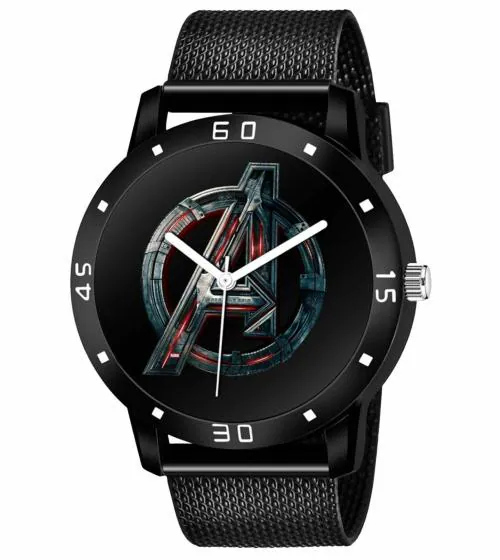 Delson Enterprise Men's Avenger Print Dial Analog Watches Avengers Premium Edition Watch for Boys(BLACK)