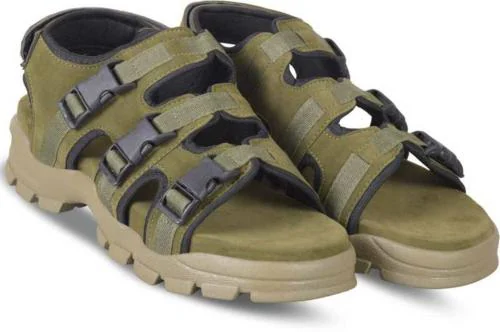 Royal Cruzz Suede Olive Velcro Sandals For Men