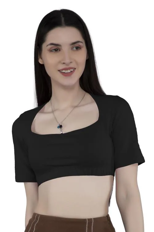 Buy AD2CART A4232Women Triangle Neck Half Sleeve Stylish Crop Top for