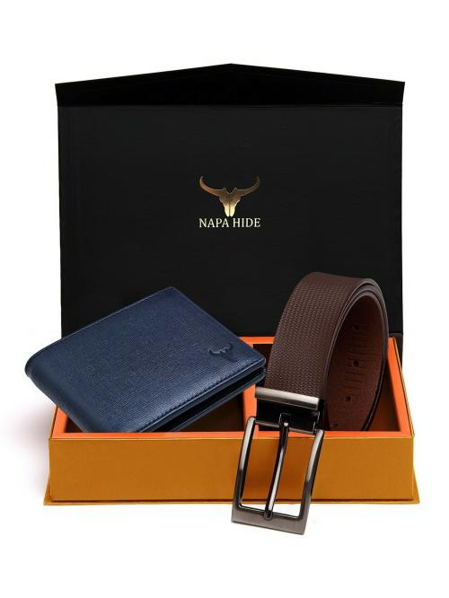 NAPA HIDE RFID Protected Genuine High Quality Leather Wallet & Belt Combo for Men