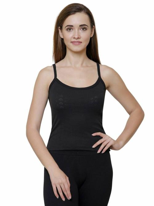 Buy BODYCARE Women Black Solid Cotton Blend Thermal Tops Online at Best