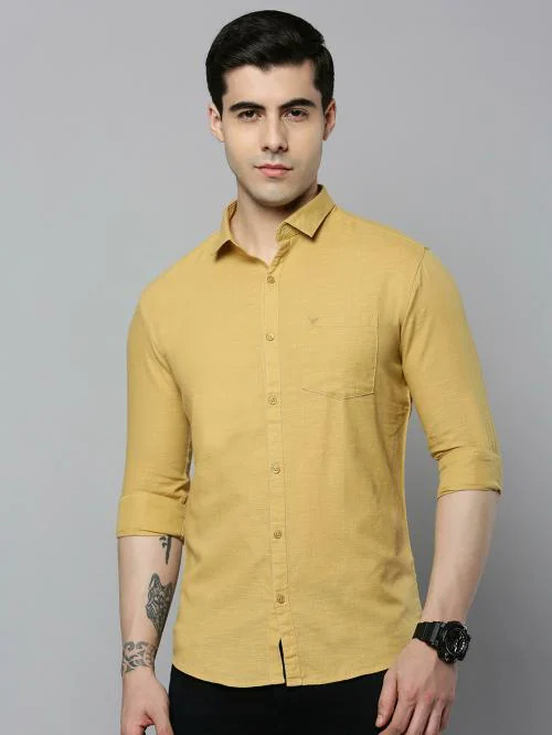 SHOW OFF Men's Khaki Solid Cotton Shirts