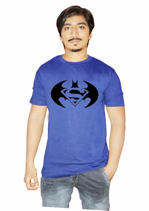 Sea Sand Cotton Round Neck Half Sleeves, 180 GSM T-Shirt (Royal Blue)