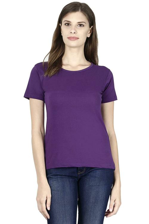 RSO Outfits Store Women Purple Solid Cotton T Shirt (XL)