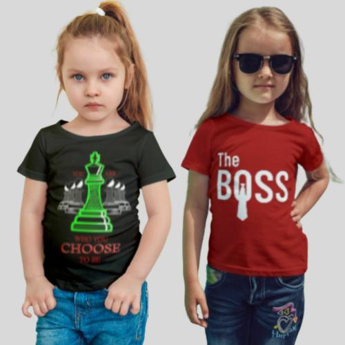 Arsha lifestyle Girl's Regular Fit T-Shirt(Maroon-Black-Pack of 2)