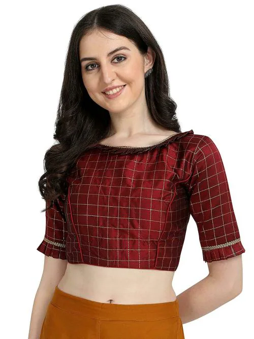 Amrutam Fab Women Maroon Silk Blouse