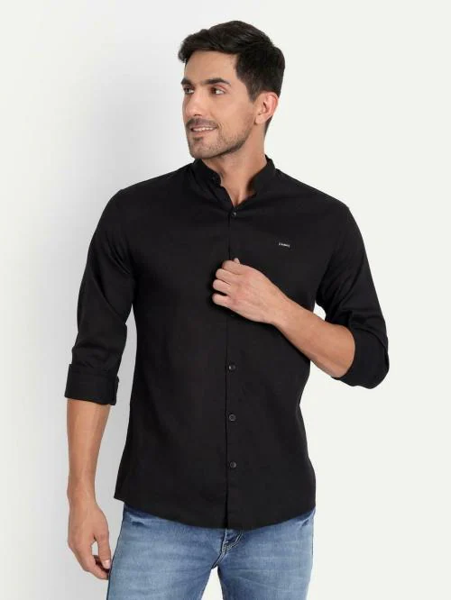 Blezza Men Black Solid Pure Cotton Casual Shirt