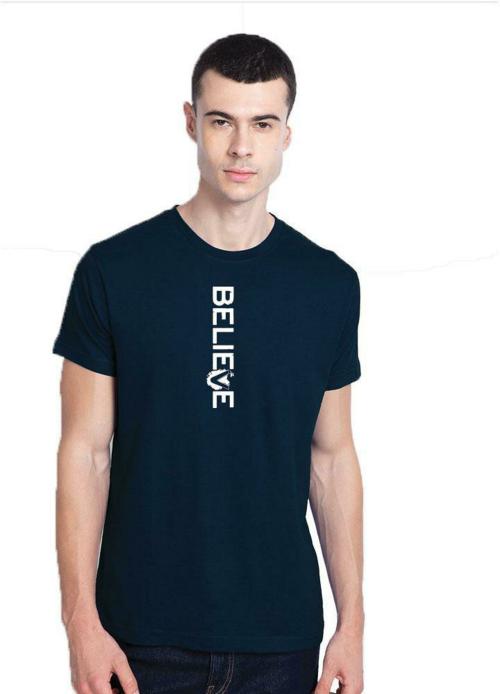 Buy Dreamkarts Men Dark Blue Printed Pure Cotton Round Neck Tshirt (XL