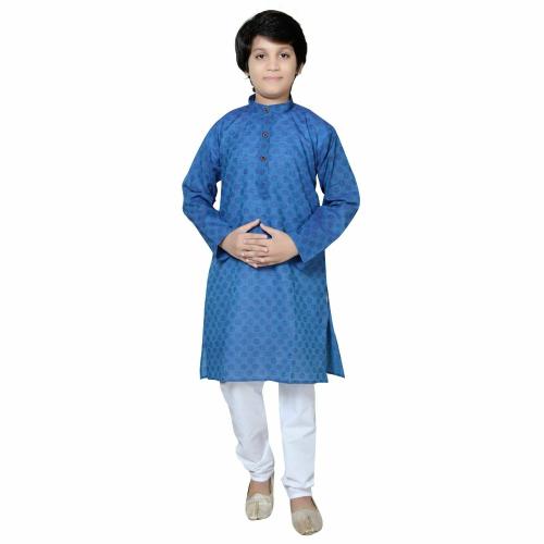 Baba & Baby Boys Traditional Ethnic Wear Handloom Cotton Self Design