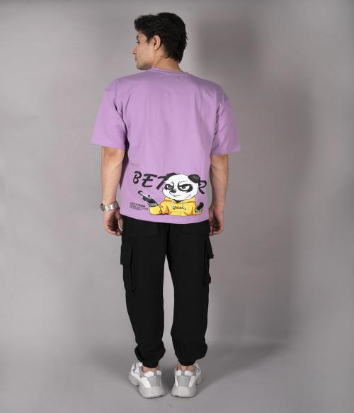 URBAN INDY Crew Neck Lavender Half Sleeve Casual Graphic Print Printed Pure Cotton Men T Shirt