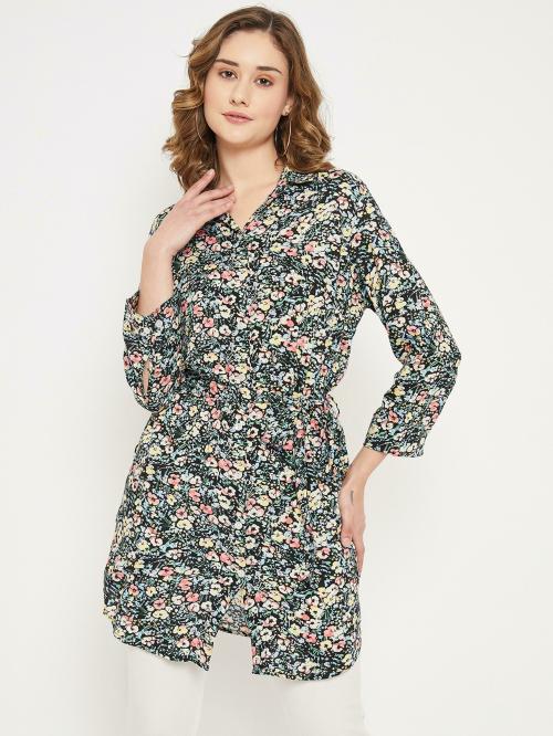 Cantabil Women Black Spread Collar Full Sleeves Formal Shirts