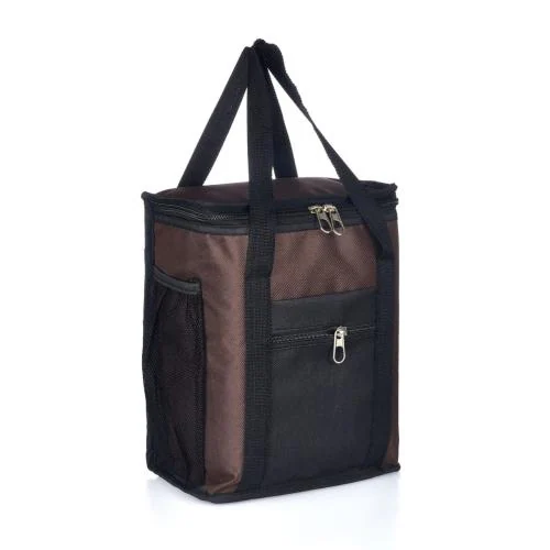 RIDDHI BAG Lunch/Tiffin Box Cover Water Resistance Insulated Rexene| Waterproof Material |Adjustable Straps & Zipper Closure Cover.. (Brown)