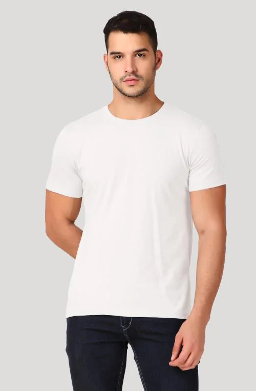 Inner Element Men White T Shirt | Premium Cotton Round Neck Half Sleeve Solid Color Tshirt Pack of 1 T-Shirt