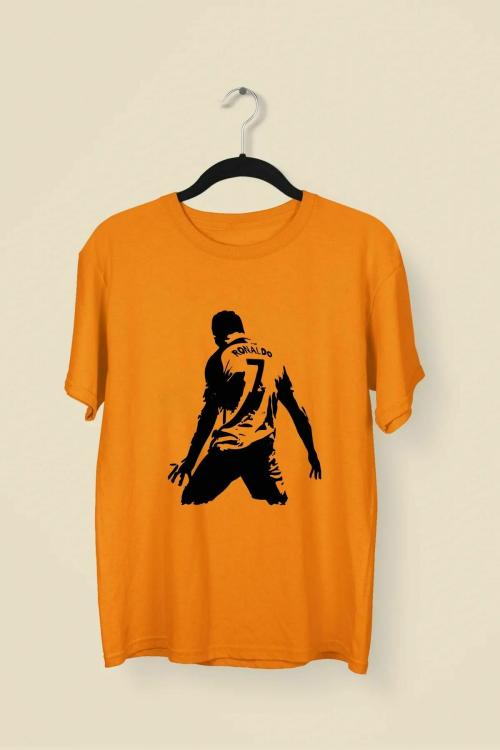 Wild Punk Ronaldo Shadow 100% Cotton Premium Unisex Tshirt (Orange)