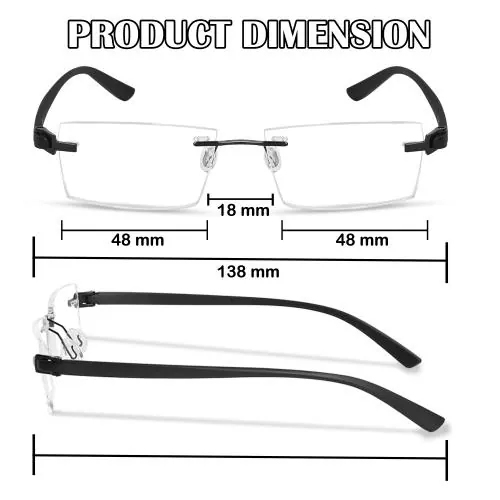 Redex Stylish & Trendy Rectangle Eye-Wear Spectacle Frame For Unisex (Black)