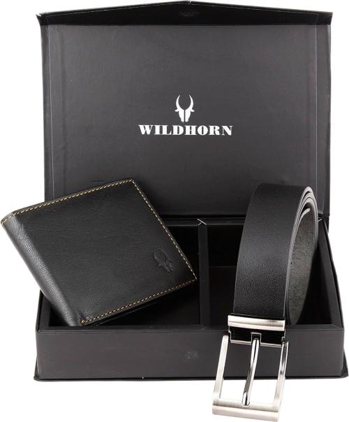 Wildhorn Men Black Wallet Combo Set