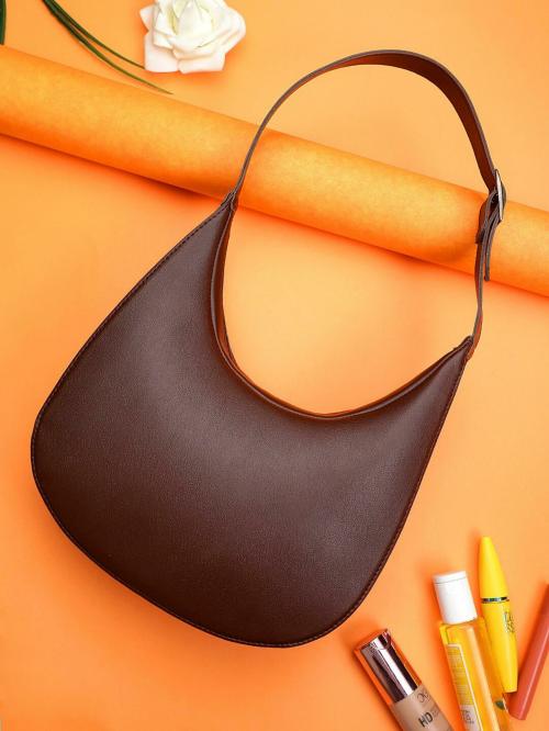 LEGAL BRIBE Brown Solid Polyurethane (PU) Hobo Handbag for Women