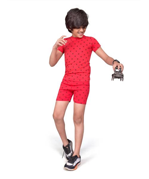 Pepp N Hagg Boys Pink All Over Printed 100 Percent Cotton T-Shirt And Shorts Set (10 Years-11 Years)