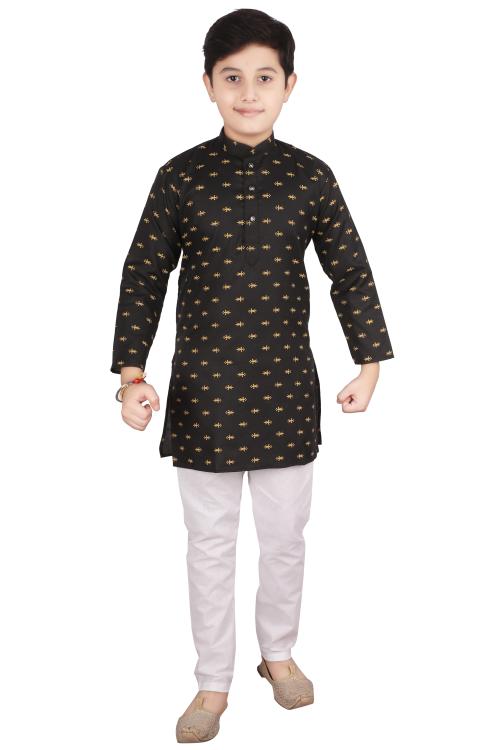 Pro-Ethic Style Developer Kid's Cotton Black Kurta Pajama Set For Boys