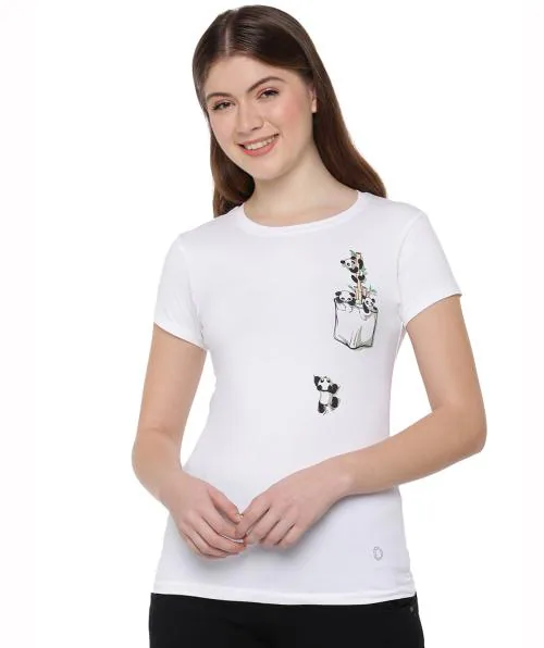 Dollar Missy Women's Crew Neck Tee Shirt Front Print Pack of 1- Off White