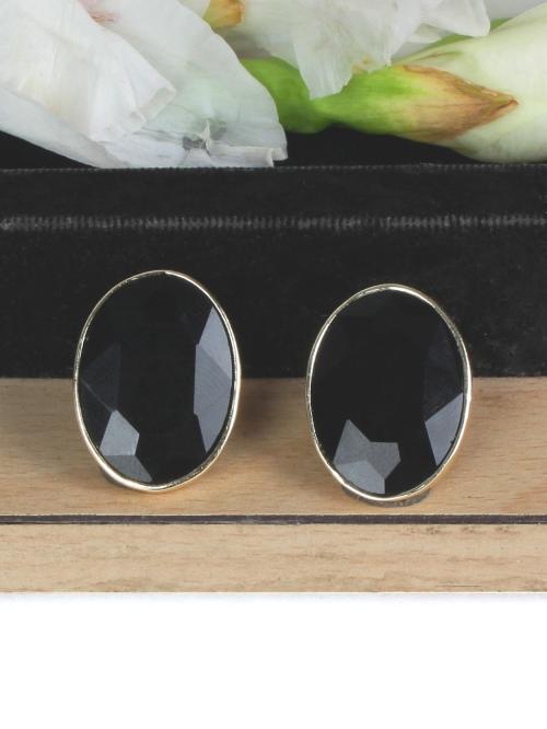 Buy Crunchy FashionGold Plated Black Crystal Studs Earrings Online at
