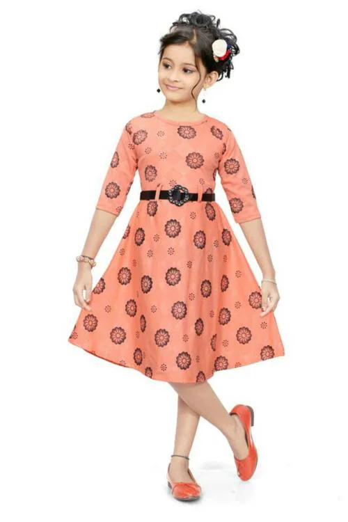 Buy Sagun Dresses Girls Red Orange Floral A Line Frock 9 10 Yrs Kids Wear Girls Frock Kids