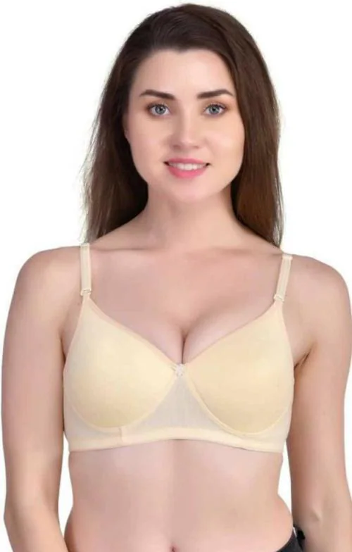 Indusia Lingeries Women Beige Cotton Blend Full Coverage Non Padded Bra