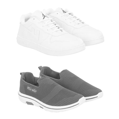 Buy Birde Men's Sport Shoes Combo of 2 (White, Black) Online at Best