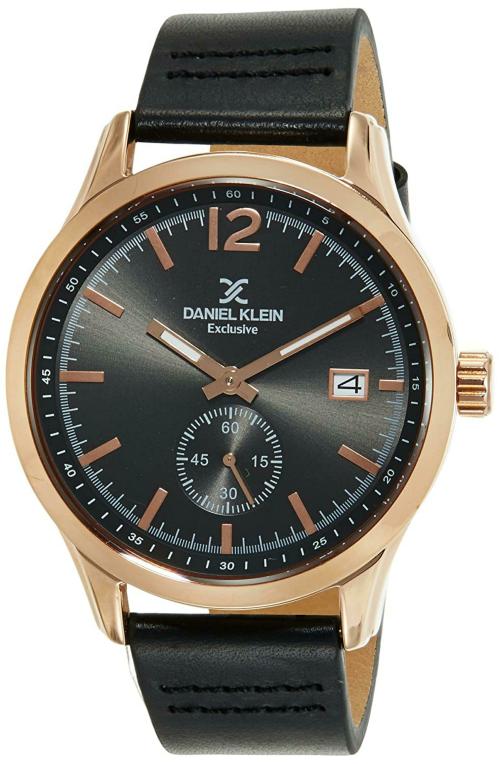 Daniel Klein Analog Grey Dial Black Strap Watch For Men