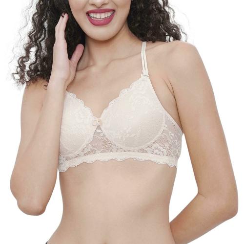 Eve's Beauty Women Beige 36B Embroidered Padded Bra (36B)