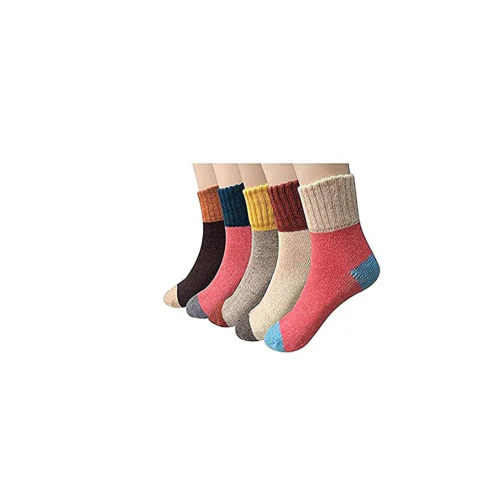 Cubern Women's Soft Warm Wool Thick Winter Cold Weather Colour Matching Socks (Multicolour; Free Size) Any 5 Colour Will We Shiped