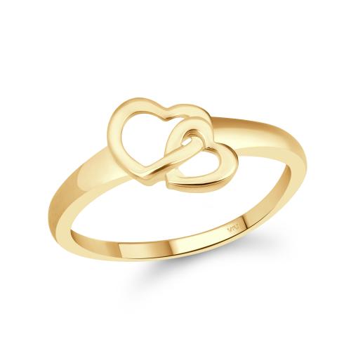 Vighnaharta valentine Ring valentine jewellery ring love ring heart shape ring alphabet ring Cute Double Heart CZ Gold Plated Ring for Women[ VFJ1633FRG7]