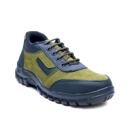 ALLSAFE Genuine Leather Steel Toe Safety Shoes For Men (Olive)