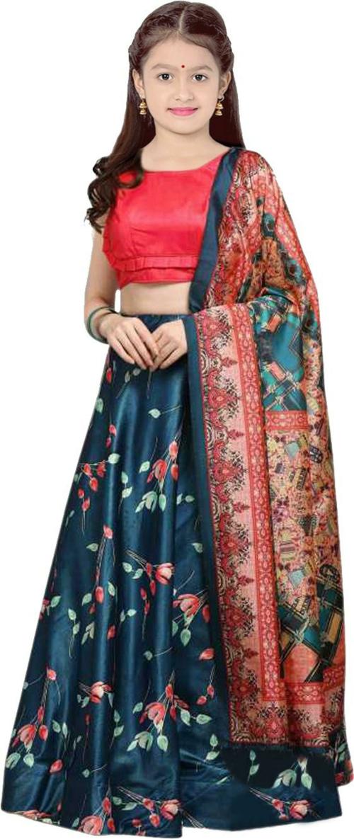 Kedar Fab Girls Silk Printed Lehenga Choli With Blouse
