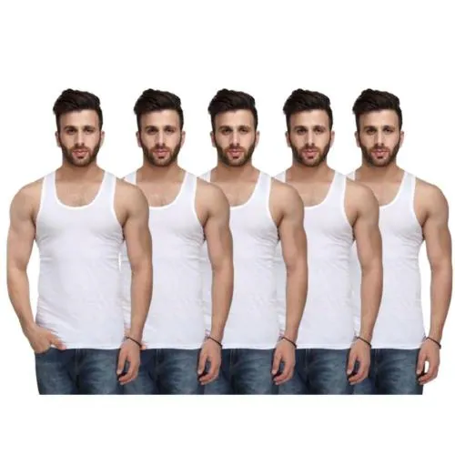 Buy JPF Mens Sleeveless Vest Combo Pack M ( White Vest, 5PCS ) Online
