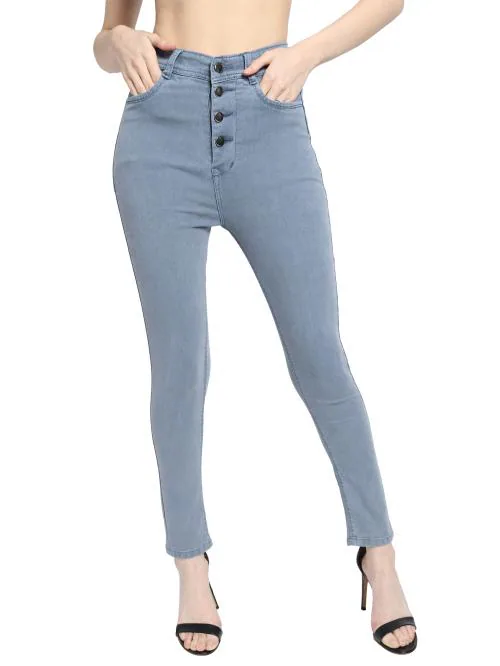 Buy Four Button Design Casual Women Grey Jeans Online at Best Prices in ...