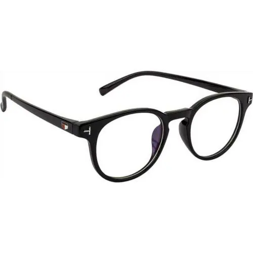 Raised Oval Black-White Glasses Spectacle Frames for Men Women Boys Girls (Clear/Transparent Lens)