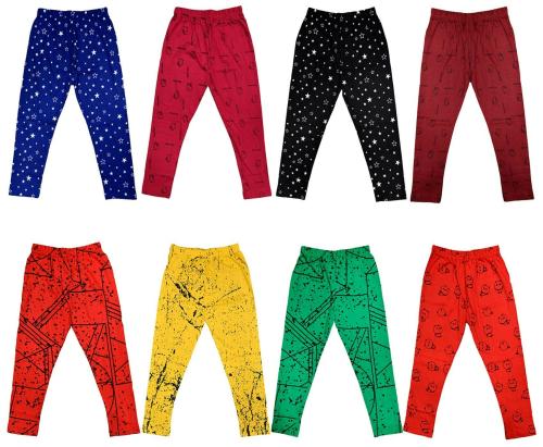 IndiWeaves Girls Cotton Printed Capri 3/4th Pants (Pack of 8)