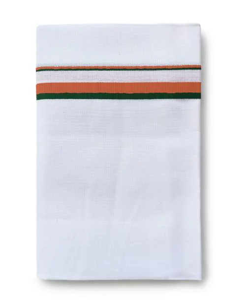 VT - BJP | Mens Cotton Dhoti | 2.00 Meter | Orange & Green