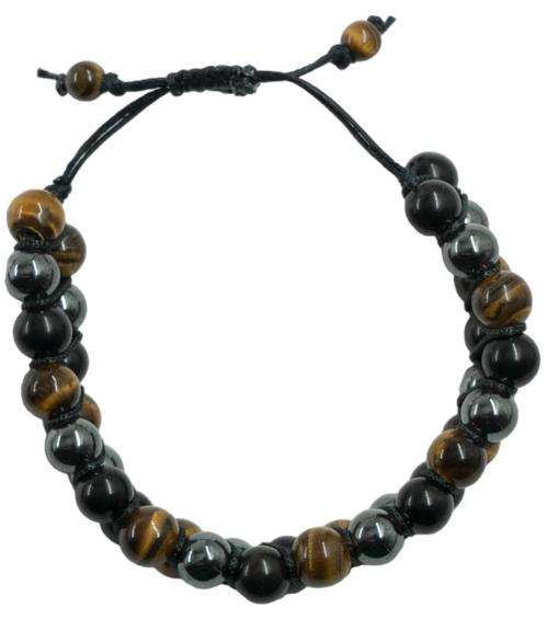 Buy Seetara Black Tiger Eye And Pyrite Double Layer Bracelet 8 Mm