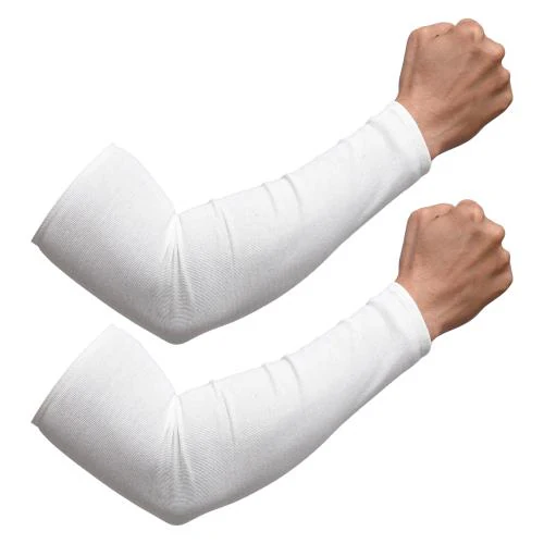 Kuber Industries Full Arm Sleeves | Cotton Summer Arm Sleeves | Protection From Sun Burns | Dust | Arm Sleeves For Women | Arm Sleeves For Men | 1 Pair | White