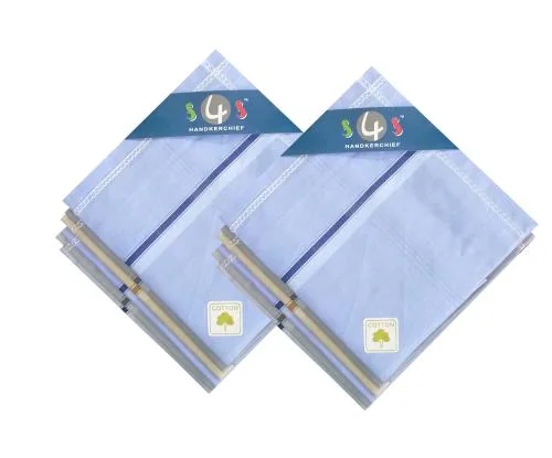 S4S 100% Cotton Pack of 12 Premium Handkerchiefs Hanky For Men, Light Colour Assorted, Large Size(46CM X 46CM)