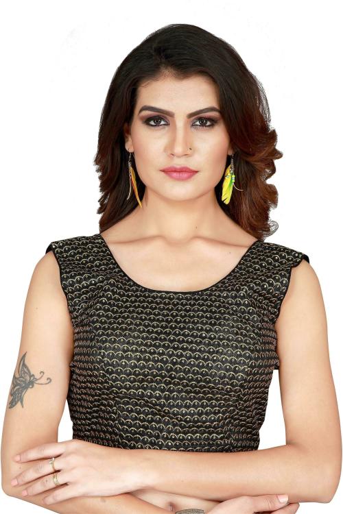 BRIVA Women Black Self Design Georgette Single Blouse