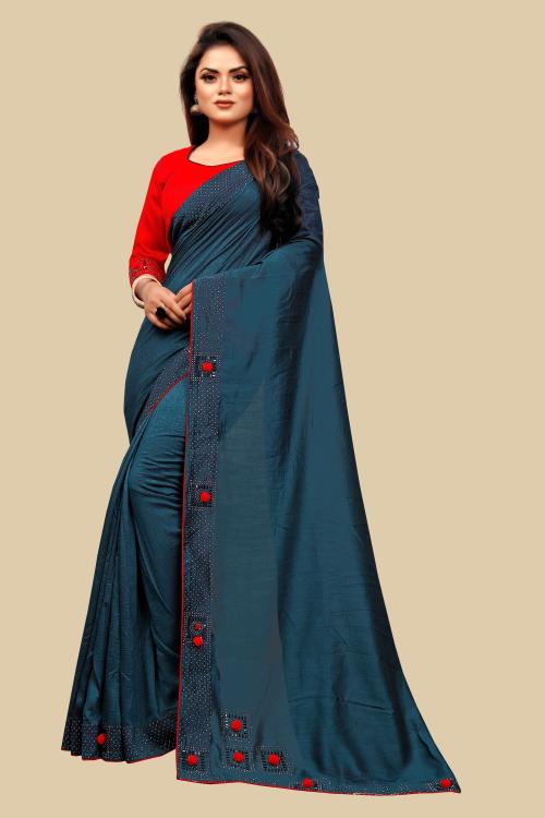 BGMK ENTERPRISE Women Green Solid Art Silk Saree with Unstitched Blouse