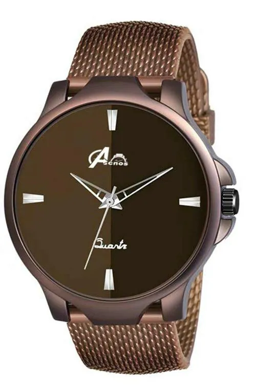 Acnos Analog Brown Dial Brown Strap Watch For Men - (AC253)