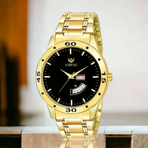 Lorenz Black Dial Gold Watch for Men | Watch for Boys- MK-2051W